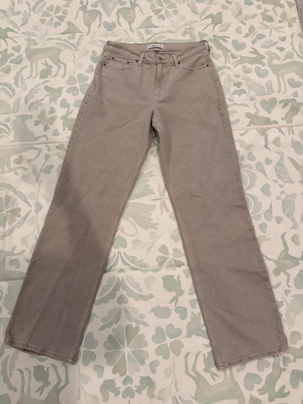 Abercrombie & Fitch Light Taupe Straight-Leg Jeans